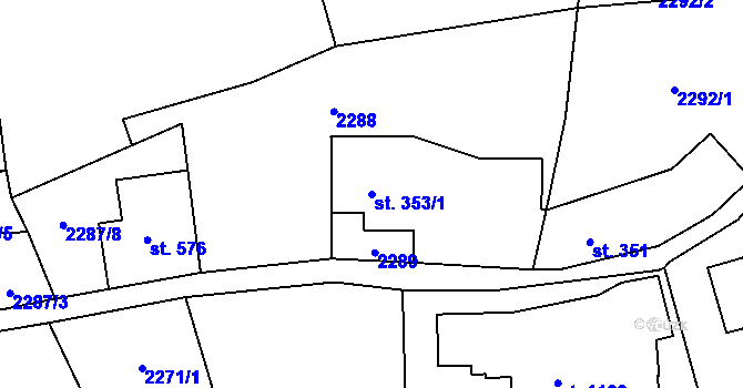 Parcela st. 353/1 v KÚ Lučany nad Nisou, Katastrální mapa