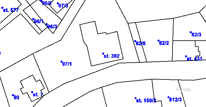Parcela st. 392 v KÚ Lučany nad Nisou, Katastrální mapa