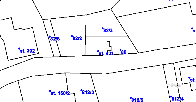 Parcela st. 431 v KÚ Lučany nad Nisou, Katastrální mapa