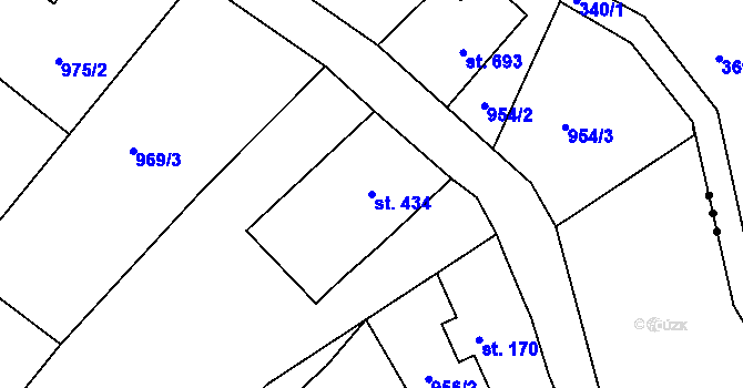Parcela st. 434 v KÚ Lučany nad Nisou, Katastrální mapa