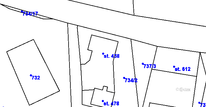 Parcela st. 438 v KÚ Lučany nad Nisou, Katastrální mapa