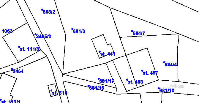 Parcela st. 441 v KÚ Lučany nad Nisou, Katastrální mapa