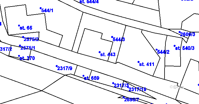 Parcela st. 443 v KÚ Lučany nad Nisou, Katastrální mapa