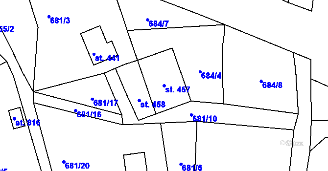 Parcela st. 457 v KÚ Lučany nad Nisou, Katastrální mapa