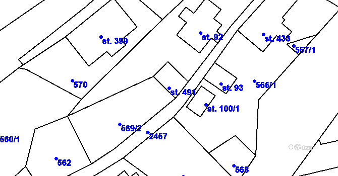 Parcela st. 491 v KÚ Lučany nad Nisou, Katastrální mapa