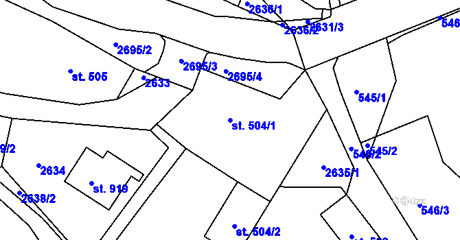 Parcela st. 504/1 v KÚ Lučany nad Nisou, Katastrální mapa