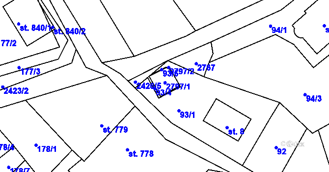 Parcela st. 525 v KÚ Lučany nad Nisou, Katastrální mapa