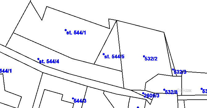Parcela st. 544/5 v KÚ Lučany nad Nisou, Katastrální mapa