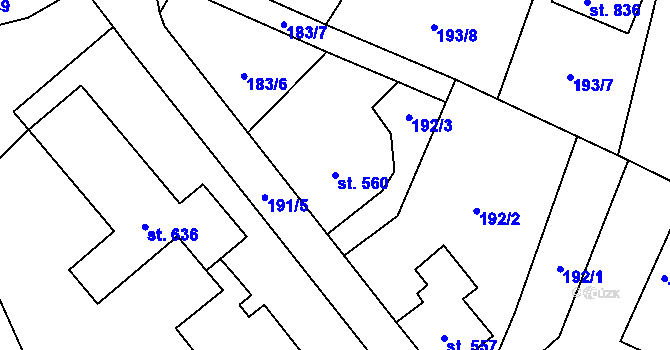 Parcela st. 560 v KÚ Lučany nad Nisou, Katastrální mapa