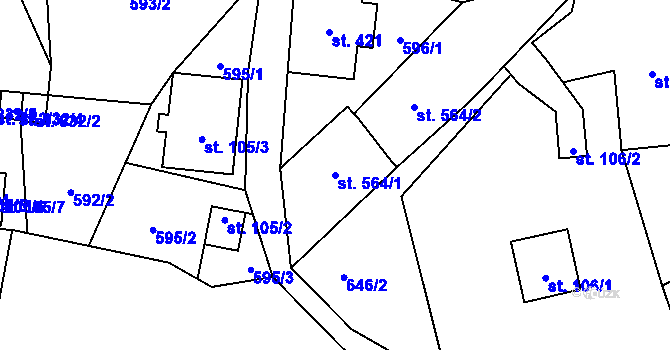 Parcela st. 564/1 v KÚ Lučany nad Nisou, Katastrální mapa