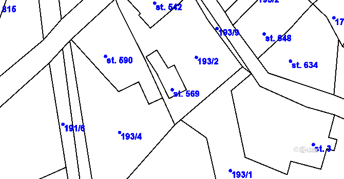 Parcela st. 569 v KÚ Lučany nad Nisou, Katastrální mapa