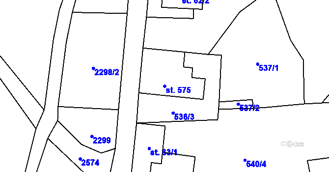Parcela st. 575 v KÚ Lučany nad Nisou, Katastrální mapa