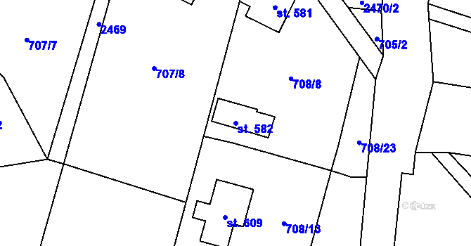 Parcela st. 582 v KÚ Lučany nad Nisou, Katastrální mapa