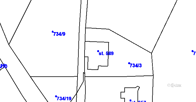 Parcela st. 589 v KÚ Lučany nad Nisou, Katastrální mapa