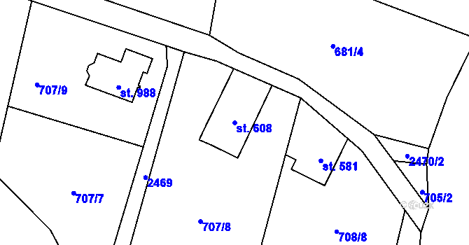 Parcela st. 608 v KÚ Lučany nad Nisou, Katastrální mapa
