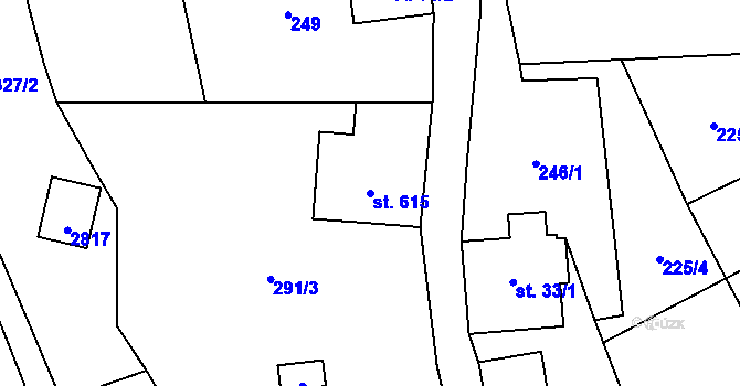 Parcela st. 615 v KÚ Lučany nad Nisou, Katastrální mapa