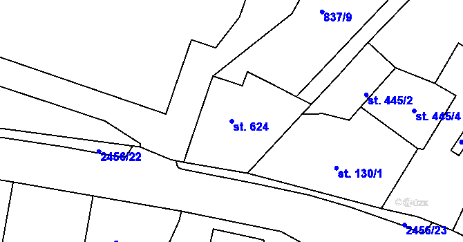 Parcela st. 624 v KÚ Lučany nad Nisou, Katastrální mapa