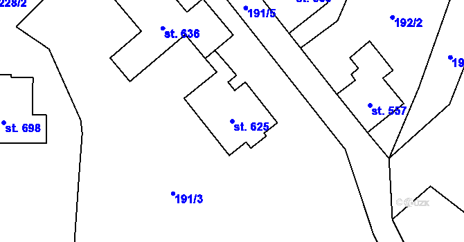 Parcela st. 625 v KÚ Lučany nad Nisou, Katastrální mapa