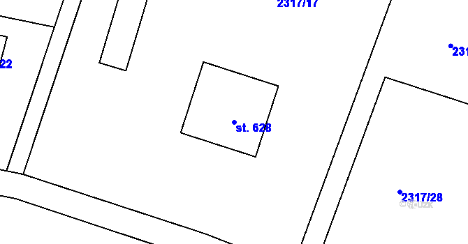 Parcela st. 628 v KÚ Lučany nad Nisou, Katastrální mapa