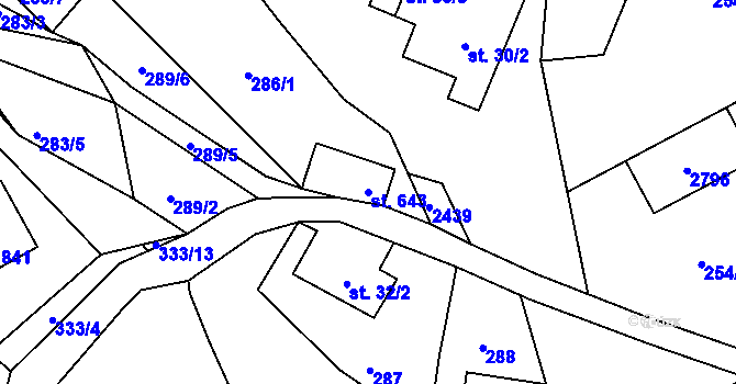 Parcela st. 643 v KÚ Lučany nad Nisou, Katastrální mapa