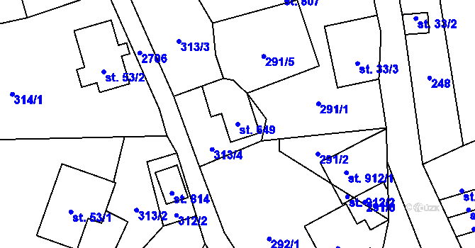 Parcela st. 649 v KÚ Lučany nad Nisou, Katastrální mapa