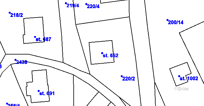 Parcela st. 652 v KÚ Lučany nad Nisou, Katastrální mapa