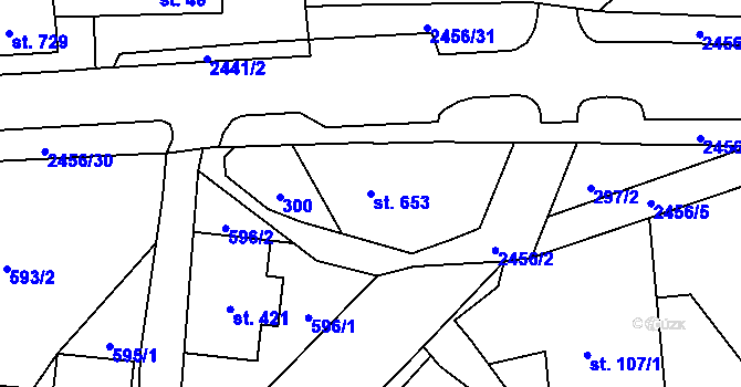 Parcela st. 653 v KÚ Lučany nad Nisou, Katastrální mapa