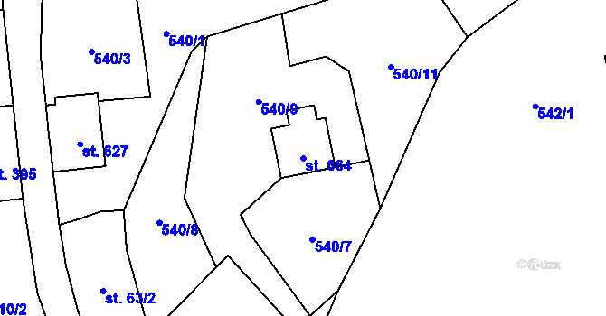 Parcela st. 664 v KÚ Lučany nad Nisou, Katastrální mapa