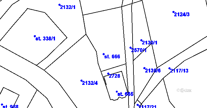 Parcela st. 666 v KÚ Lučany nad Nisou, Katastrální mapa