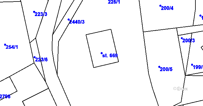 Parcela st. 669 v KÚ Lučany nad Nisou, Katastrální mapa