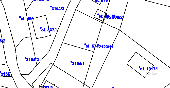 Parcela st. 674 v KÚ Lučany nad Nisou, Katastrální mapa