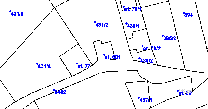 Parcela st. 681 v KÚ Lučany nad Nisou, Katastrální mapa