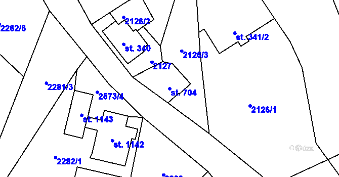 Parcela st. 704 v KÚ Lučany nad Nisou, Katastrální mapa