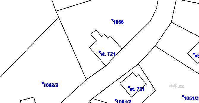 Parcela st. 721 v KÚ Lučany nad Nisou, Katastrální mapa