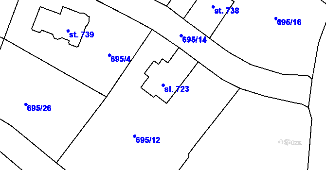 Parcela st. 723 v KÚ Lučany nad Nisou, Katastrální mapa