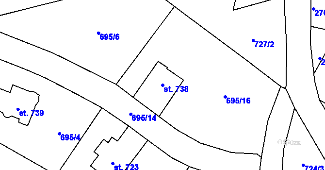 Parcela st. 738 v KÚ Lučany nad Nisou, Katastrální mapa