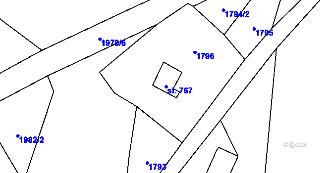 Parcela st. 767 v KÚ Lučany nad Nisou, Katastrální mapa