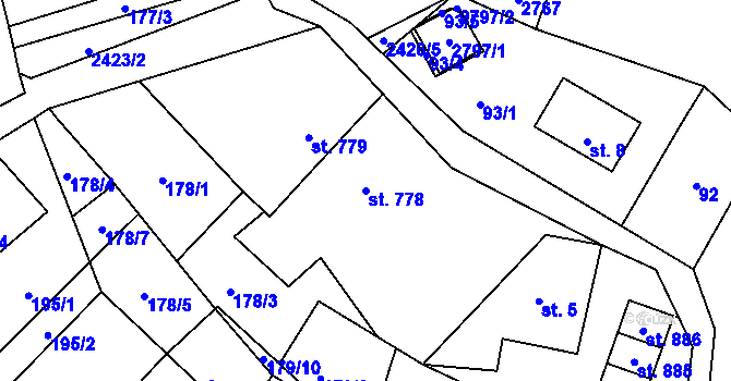 Parcela st. 778 v KÚ Lučany nad Nisou, Katastrální mapa