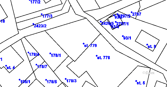 Parcela st. 779 v KÚ Lučany nad Nisou, Katastrální mapa