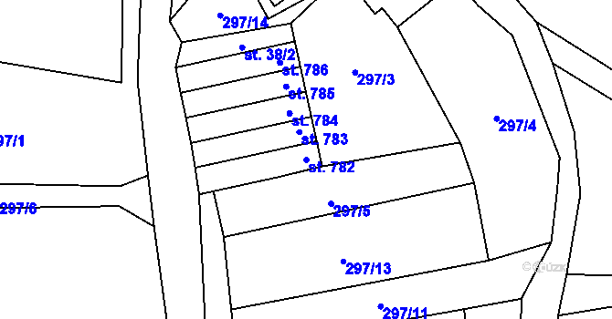 Parcela st. 782 v KÚ Lučany nad Nisou, Katastrální mapa