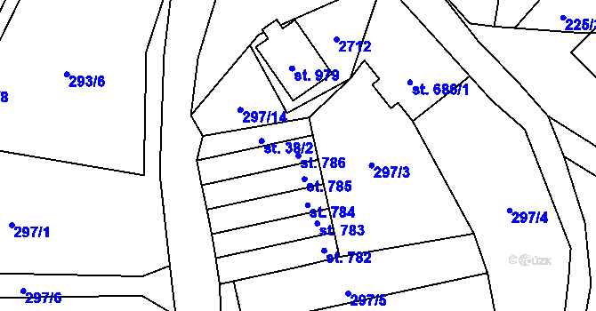 Parcela st. 786 v KÚ Lučany nad Nisou, Katastrální mapa
