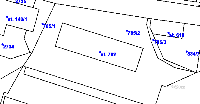 Parcela st. 792 v KÚ Lučany nad Nisou, Katastrální mapa
