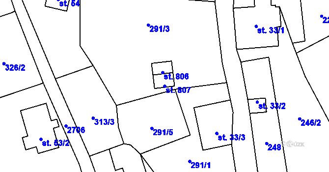 Parcela st. 807 v KÚ Lučany nad Nisou, Katastrální mapa