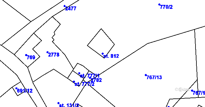 Parcela st. 812 v KÚ Lučany nad Nisou, Katastrální mapa