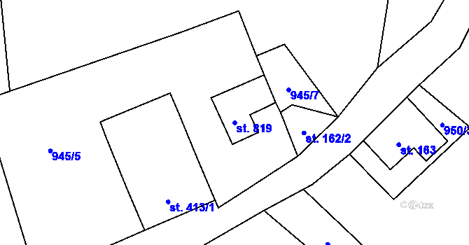 Parcela st. 819 v KÚ Lučany nad Nisou, Katastrální mapa