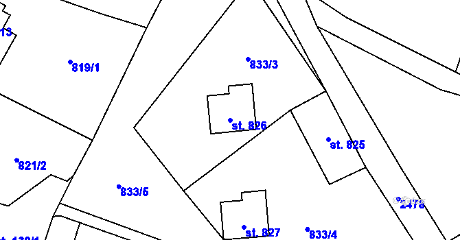 Parcela st. 826 v KÚ Lučany nad Nisou, Katastrální mapa