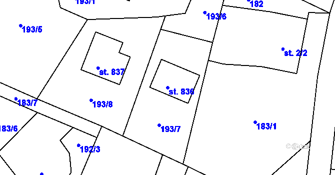 Parcela st. 836 v KÚ Lučany nad Nisou, Katastrální mapa