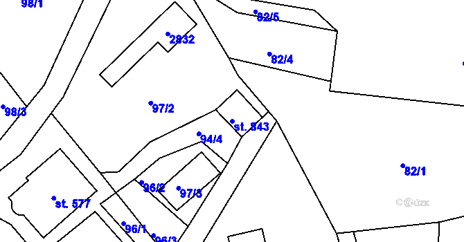 Parcela st. 843 v KÚ Lučany nad Nisou, Katastrální mapa