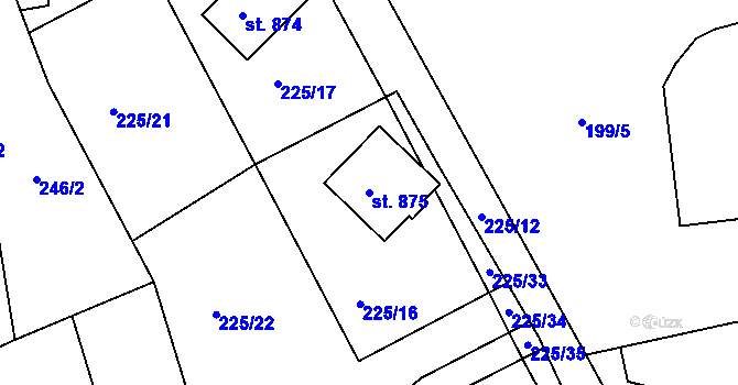 Parcela st. 875 v KÚ Lučany nad Nisou, Katastrální mapa