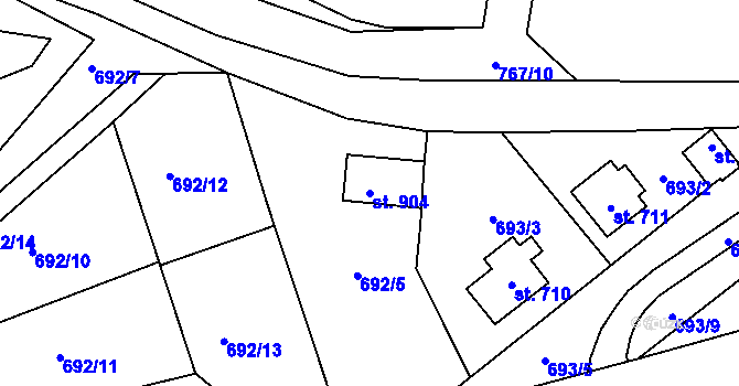 Parcela st. 904 v KÚ Lučany nad Nisou, Katastrální mapa
